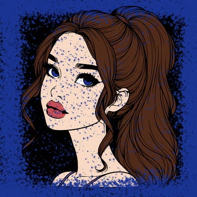 realistic girl with a ponytail on her hair and lips