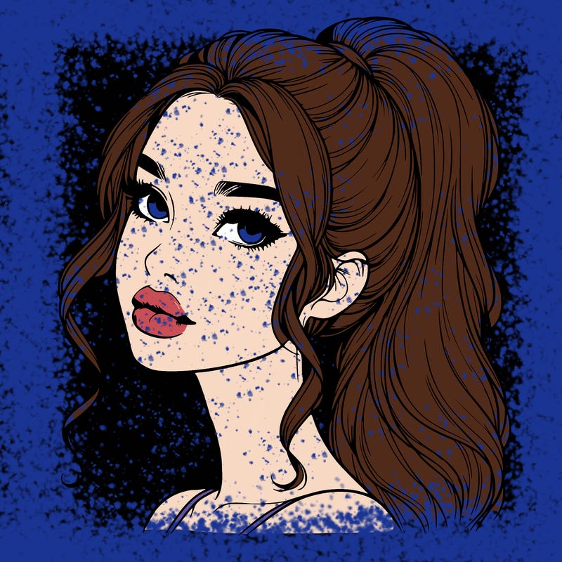 realistic girl with a ponytail on her hair and lips