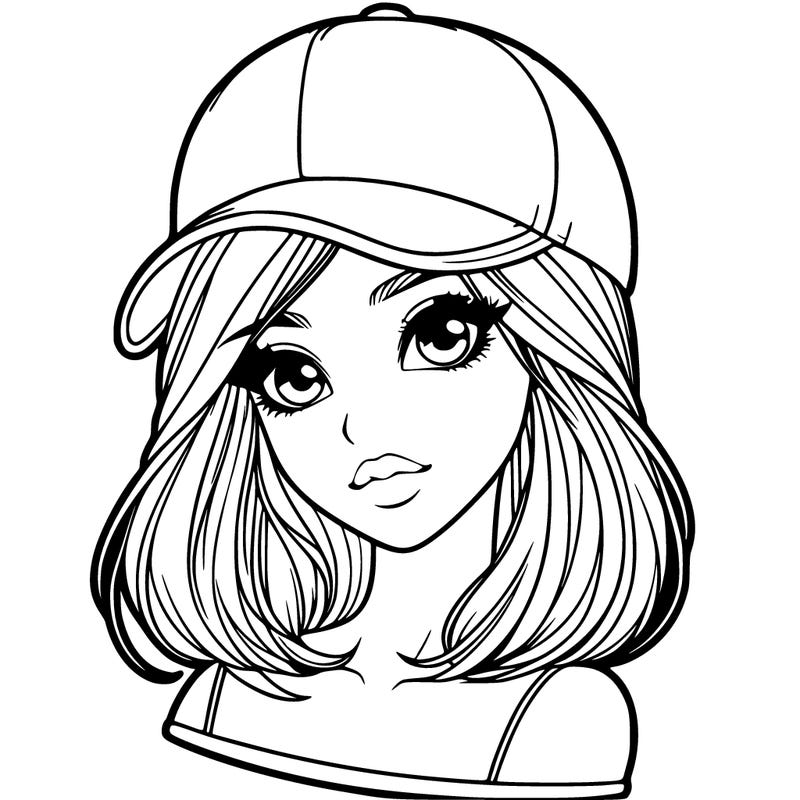 semi realism beautiful girl wearing cap