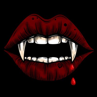 lips with vampire teeth
