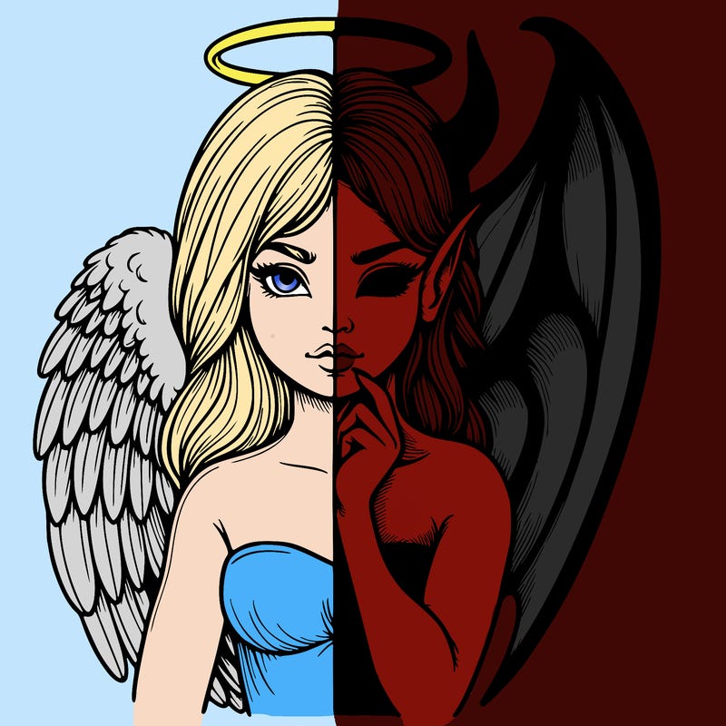 realistic angel half demon