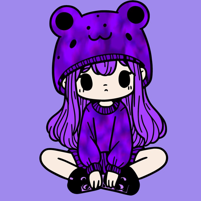 a girl wearing a frog hat and some frog socks