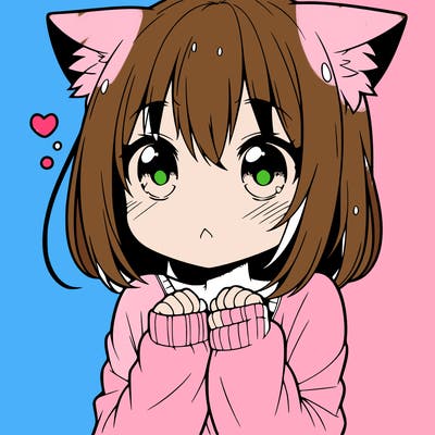 shy anime catgirl