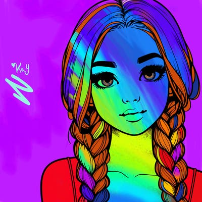 realistic girl with braids