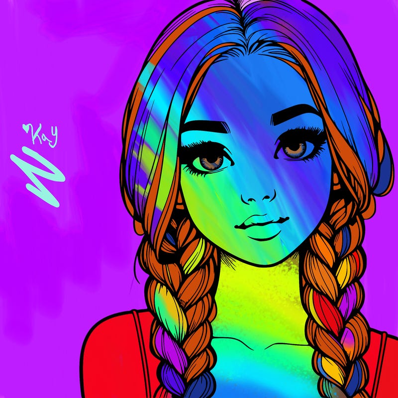 realistic girl with braids