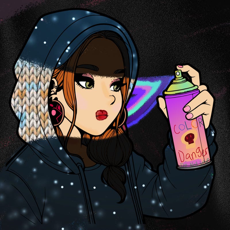 a realistic girl, spray painting