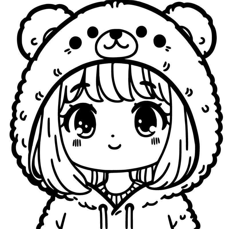 a girl wearing a bear hoodie