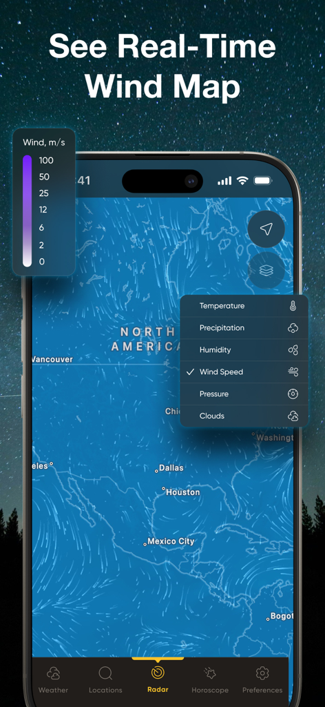NOAA Weather Radar Forecast - NOAA天気予報レーダーアプリの北米のリアルタイム風速マップ