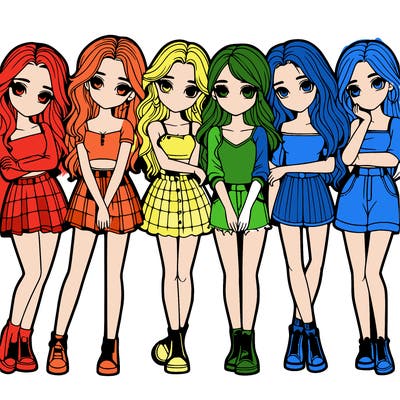 a group of girls realistic