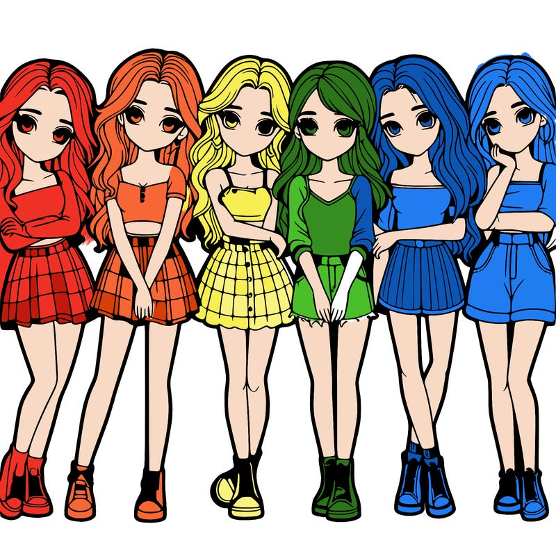 a group of girls realistic