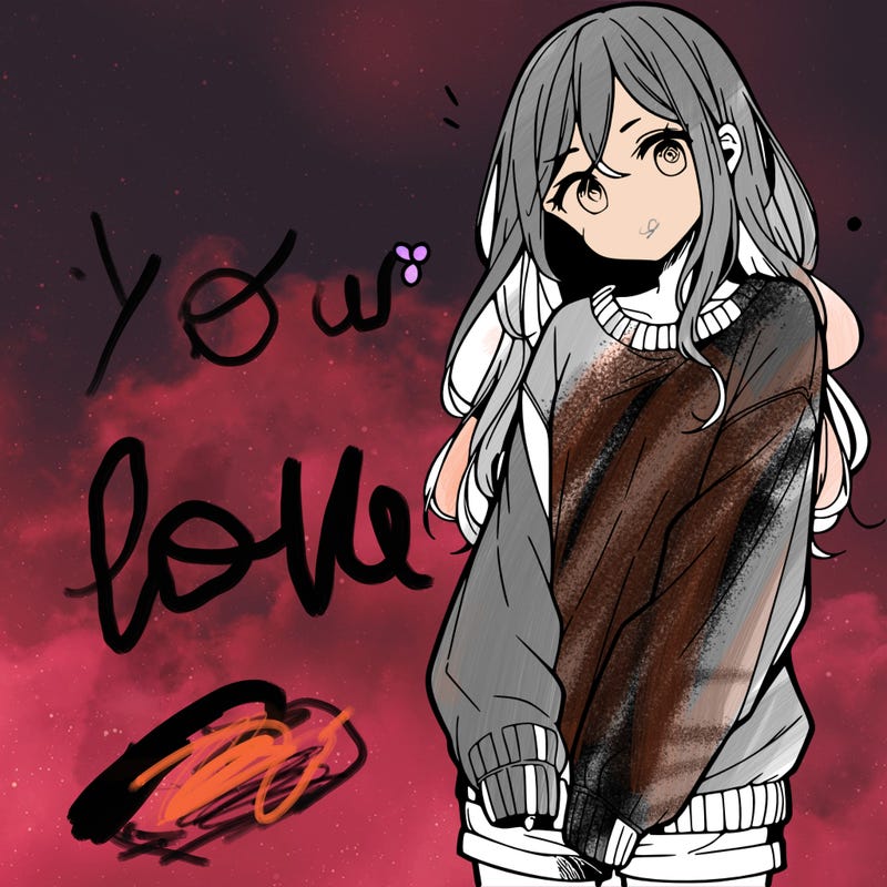 manga teen girl  in a sweater and baggy pants