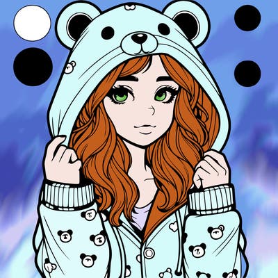 realistic girl in a animal pjs hoodie
