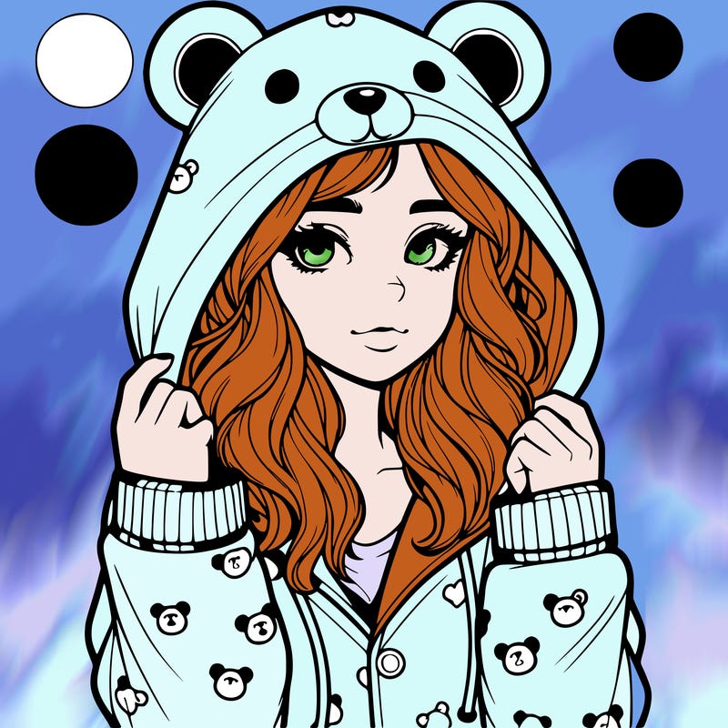 realistic girl in a animal pjs hoodie