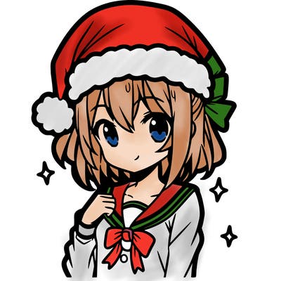 anime girl wearing a santa hat