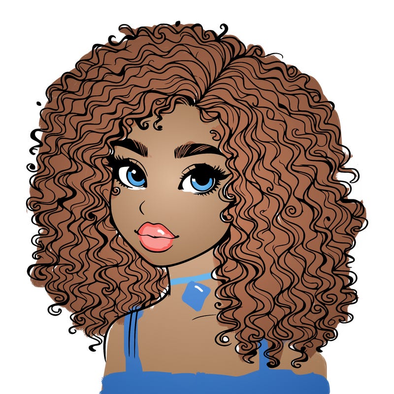 girl with curly hair realistic