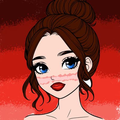 realistic pretty girl with hair in bun