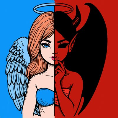 realistic angel half demon