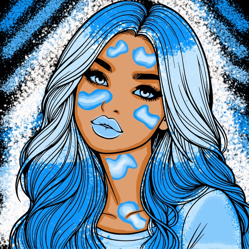 realistic girl with hair on her hair and lips
