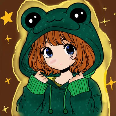 a cute teenage girl wearing a frog hoodie