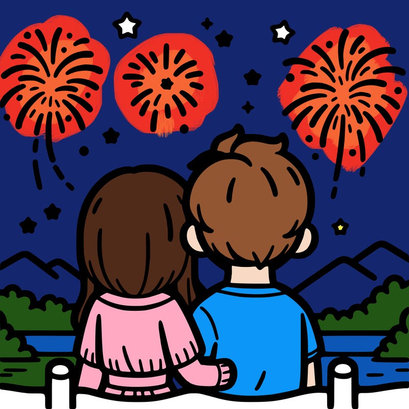 couple watching fireworks