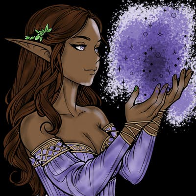 realistic elf girl doing magic