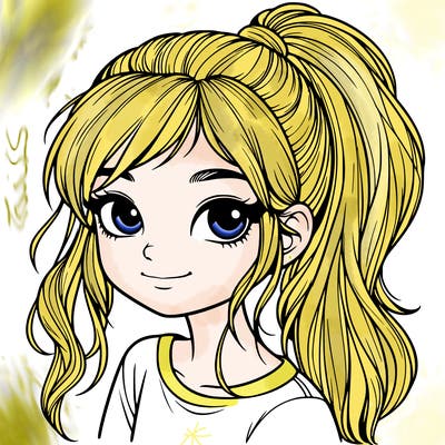 realistic girl with ponytail