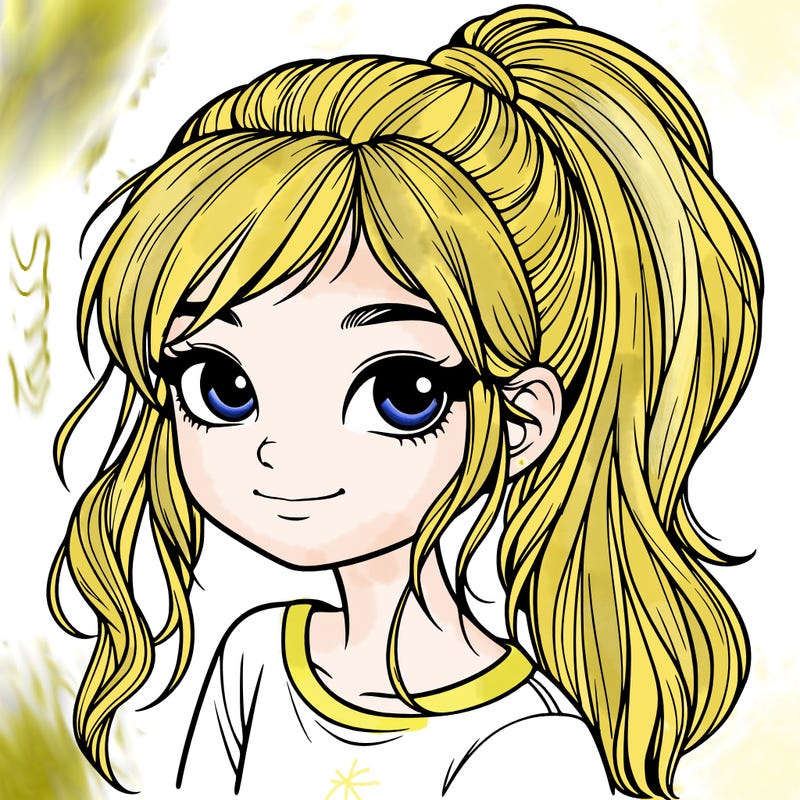 realistic girl with ponytail