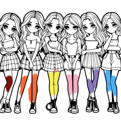 a group of girls realistic