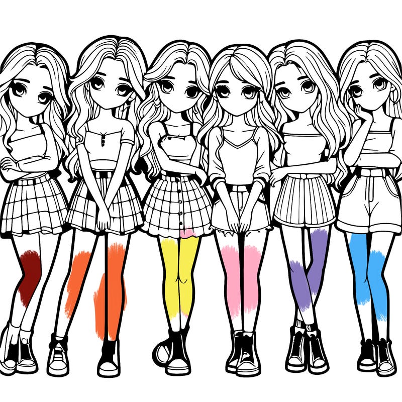 a group of girls realistic