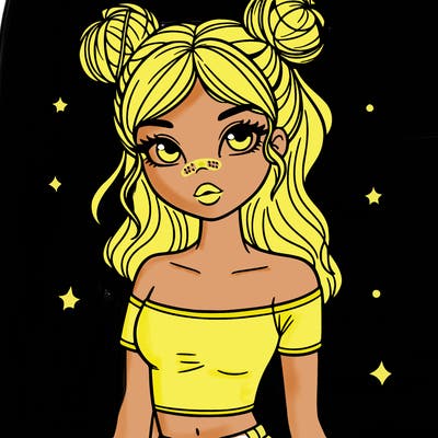 girl in croptop with space buns