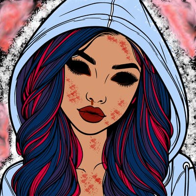 realistic beautiful girl with a hood on