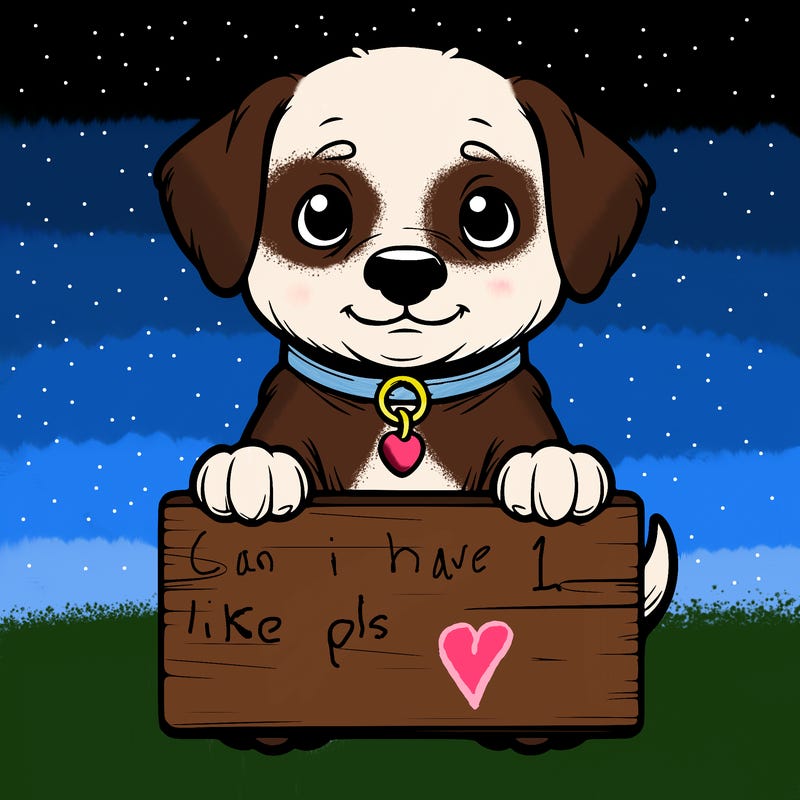 realistic puppy holding sign