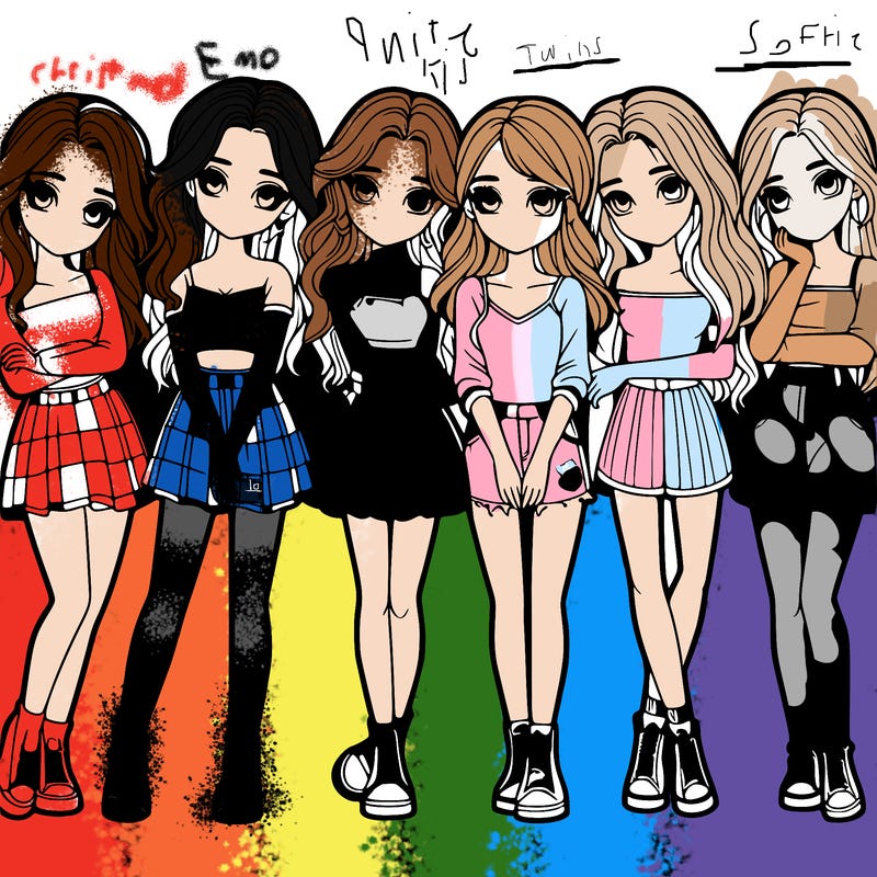 a group of girls realistic