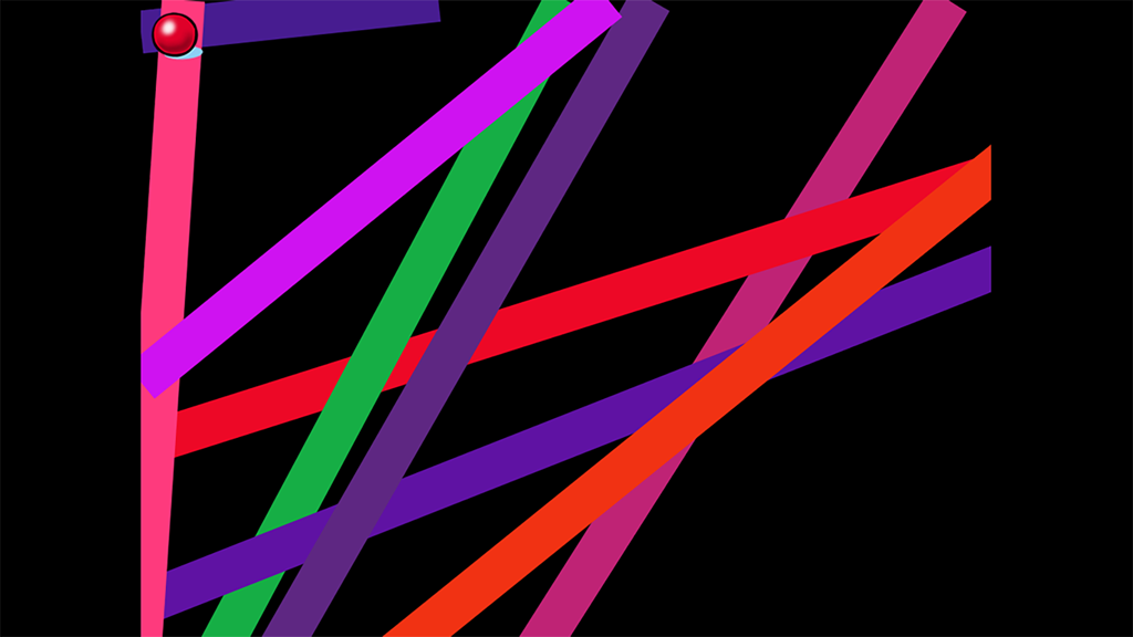 Hippi 1 - Colorful intersecting stripes on a black background in the Hippi 1 app