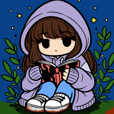 girl in oversized hoodie reading a book