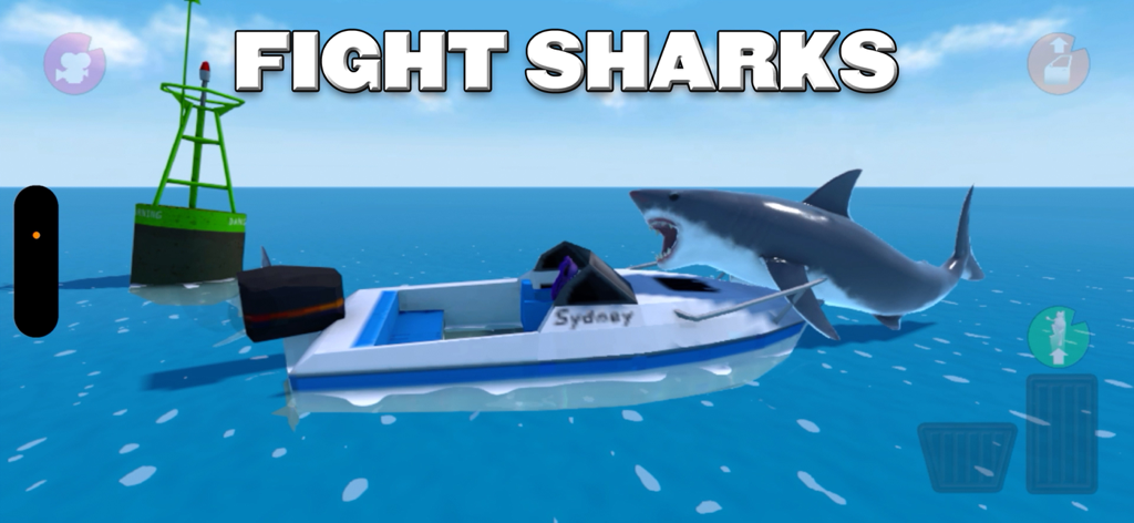 Amazing Frog? - A shark jumping out of the ocean next to a motorboat in the Amazing Frog game.