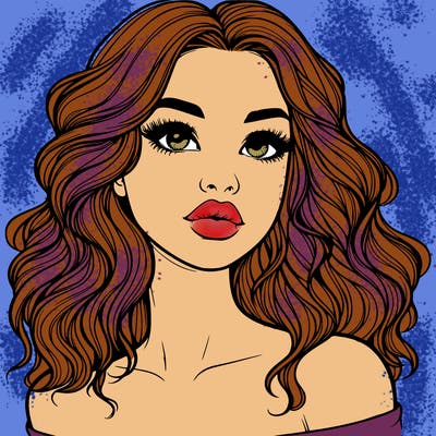 realistic girl with wavy hair and lips