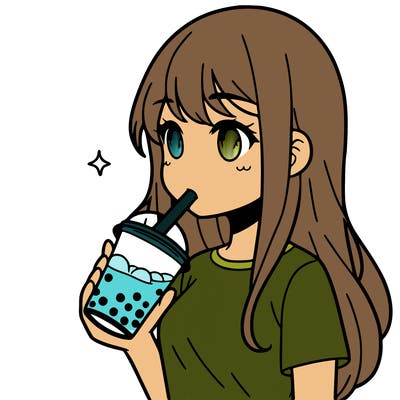 manga girl drinking boba