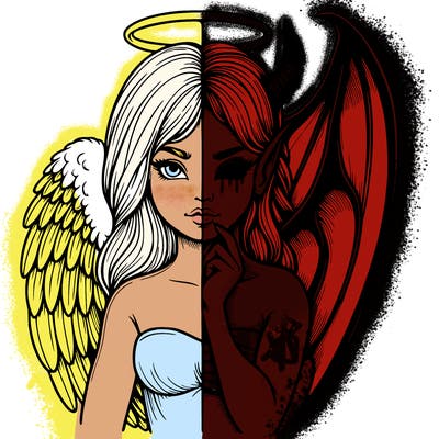 realistic angel half demon