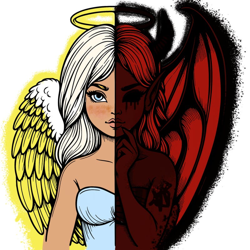 realistic angel half demon