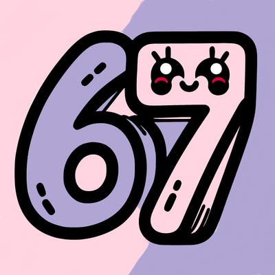the numbers 67