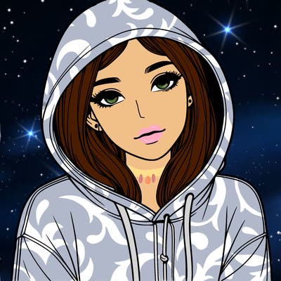 realistic girl with hoodie on