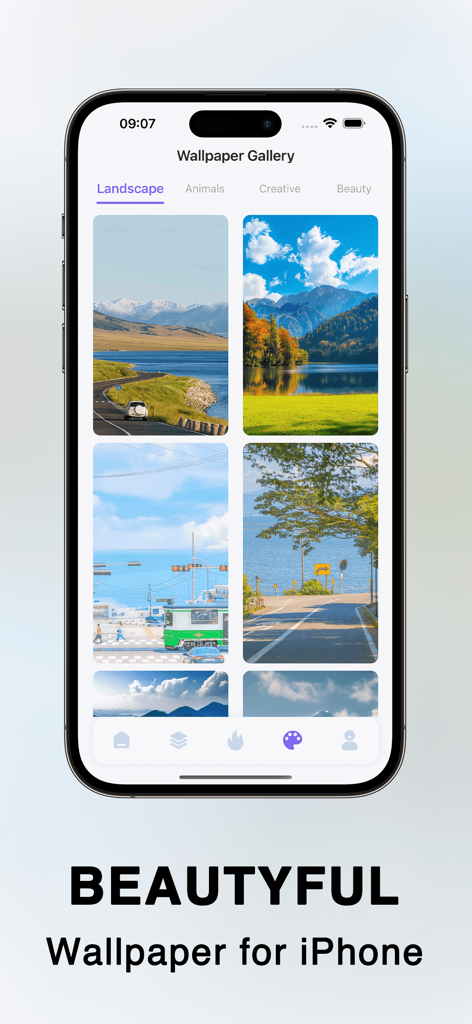 HandBrake - Video Compressor - 自然の風景が美しい風景の壁紙ギャラリーを表示するiPhone画面