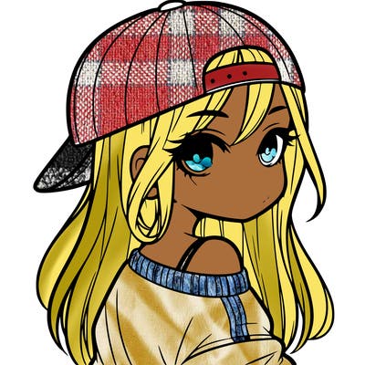 girl with a backward hat on