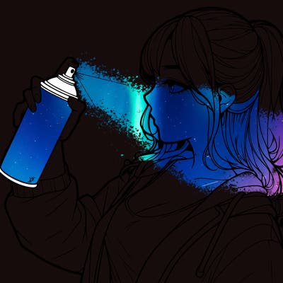 a realistic girl spray, painting
