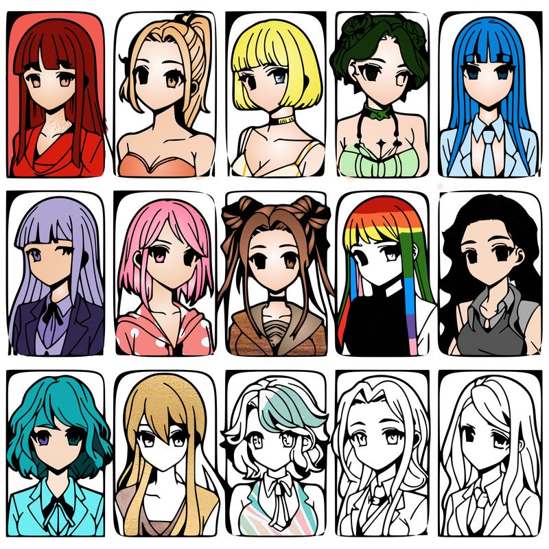 girls that look diffrent anime