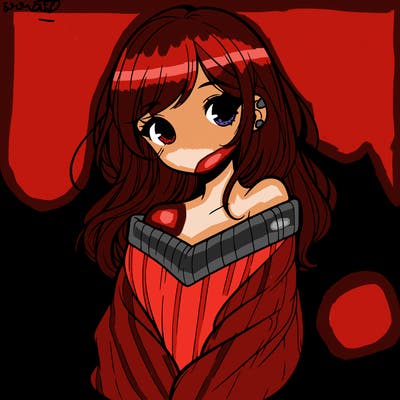 shy pretty girl wearing a sweater that is falling off one shoulder portrait