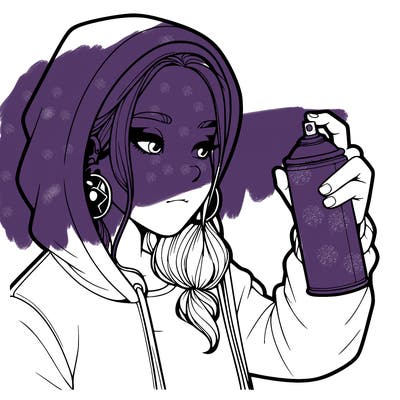 a realistic girl, spray painting