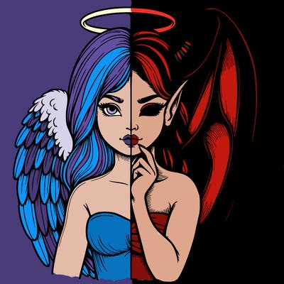 realistic angel half demon