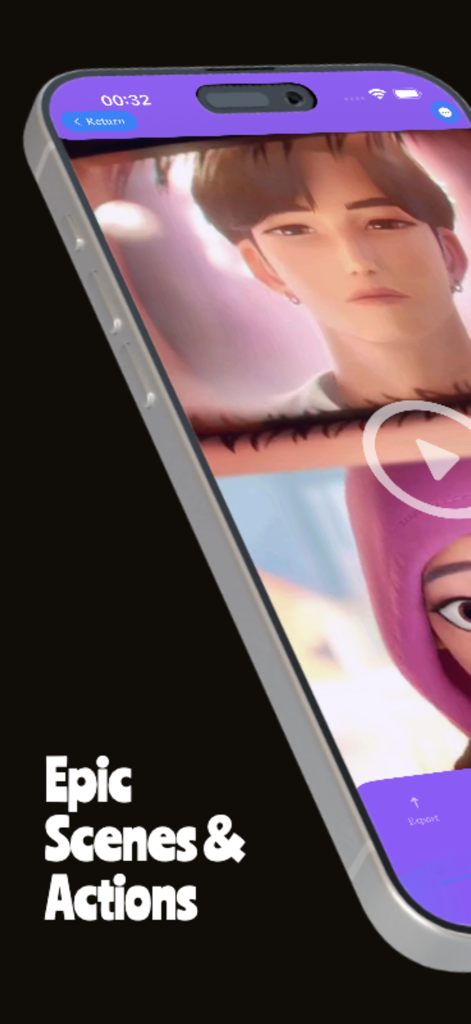 Interfaz de la app kPop Demon Wallpapers mostrando escenas y acciones de personajes de alta calidad